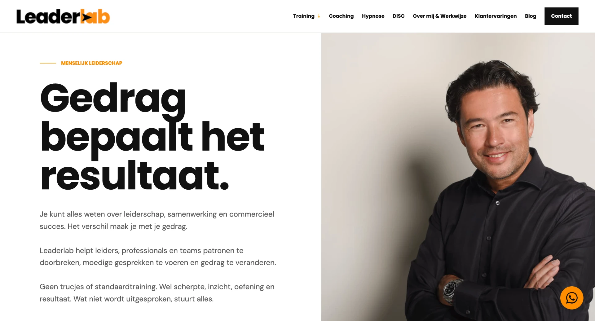 De website van Leaderlab, gemaakt met Movo